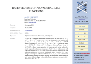 RATIO VECTORS OF POLYNOMIAL–LIKE FUNCTIONS JJ II