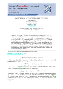 RATIO VECTORS OF POLYNOMIAL–LIKE FUNCTIONS Communicated by S.S. Dragomir