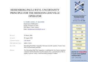 HEISENBERG-PAULI-WEYL UNCERTAINTY PRINCIPLE FOR THE RIEMANN-LIOUVILLE OPERATOR JJ