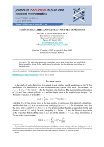 TURÁN INEQUALITIES AND SUBTRACTION-FREE EXPRESSIONS Communicated by Q.I. Rahman