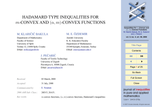 HADAMARD TYPE INEQUALITIES FOR m-CONVEX AND (α, m)-CONVEX FUNCTIONS M. E. ÖZDEMIR