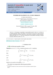 FURTHER DEVELOPMENT OF AN OPEN PROBLEM Communicated by N.S. Barnett