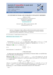 AN EXTENSION OF OZAKI AND NUNOKAWA’S UNIVALENCE CRITERION