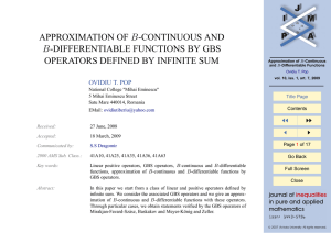 APPROXIMATION OF B-CONTINUOUS AND OPERATORS DEFINED BY INFINITE SUM JJ