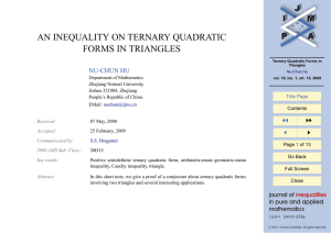 AN INEQUALITY ON TERNARY QUADRATIC FORMS IN TRIANGLES NU-CHUN HU