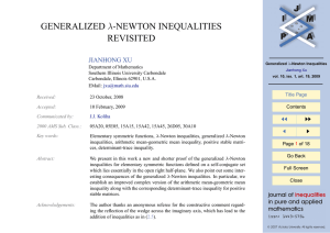 GENERALIZED λ-NEWTON INEQUALITIES REVISITED JIANHONG XU