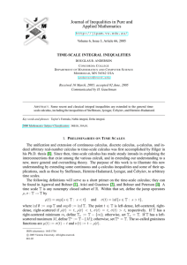 Journal of Inequalities in Pure and Applied Mathematics  TIME-SCALE INTEGRAL INEQUALITIES