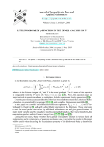Journal of Inequalities in Pure and Applied Mathematics  LITTLEWOOD-PALEY