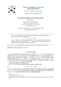 Journal of Inequalities in Pure and Applied Mathematics  ON THE DETERMINANTAL INEQUALITIES
