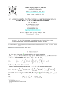 Journal of Inequalities in Pure and Applied Mathematics  ON OSTROWSKI-GRÜSS- ˇ