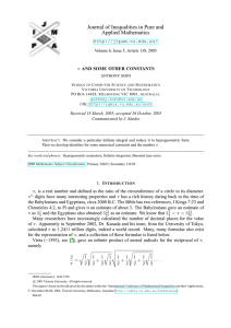 Journal of Inequalities in Pure and Applied Mathematics  AND SOME OTHER CONSTANTS