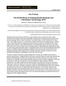 The ECAR Study of Undergraduate Students and Information Technology, 2010  Key Findings