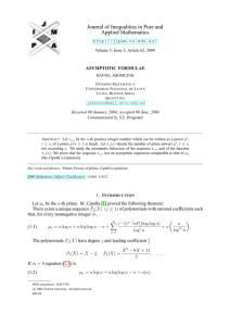 Journal of Inequalities in Pure and Applied Mathematics  ASYMPTOTIC FORMULAE