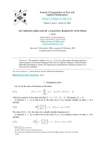 Journal of Inequalities in Pure and Applied Mathematics  ON CERTAIN SUBCLASS OF