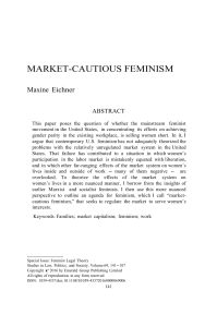 MARKET-CAUTIOUS FEMINISM Maxine  Eichner  ABSTRACT