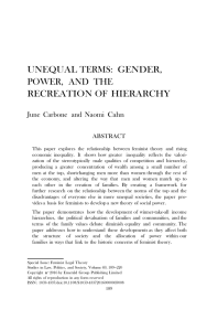 UNEQUAL TERMS:  GENDER, POWER,  AND  THE