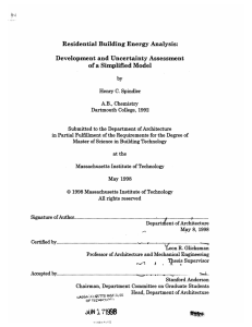 Residential  Building Energy Analysis: Development  and Uncertainty Assessment