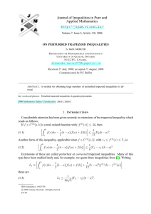 Journal of Inequalities in Pure and Applied Mathematics  ON PERTURBED TRAPEZOID INEQUALITIES