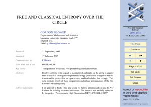 FREE AND CLASSICAL ENTROPY OVER THE CIRCLE GORDON BLOWER