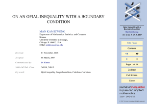 ON AN OPIAL INEQUALITY WITH A BOUNDARY CONDITION MAN KAM KWONG