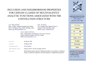 INCLUSION AND NEIGHBORHOOD PROPERTIES FOR CERTAIN CLASSES OF MULTIVALENTLY