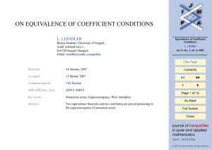 ON EQUIVALENCE OF COEFFICIENT CONDITIONS L. LEINDLER