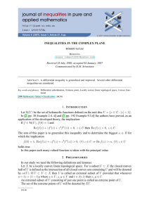 INEQUALITIES IN THE COMPLEX PLANE Communicated by H.M. Srivastava