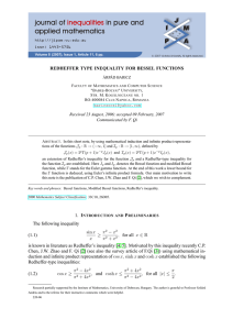 REDHEFFER TYPE INEQUALITY FOR BESSEL FUNCTIONS Communicated by F. Qi