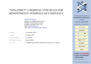 “NON-STRICT” L’HOSPITAL-TYPE RULES FOR MONOTONICITY: INTERVALS OF CONSTANCY IOSIF PINELIS