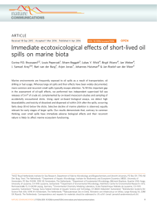 Immediate ecotoxicological effects of short-lived oil spills on marine biota ARTICLE
