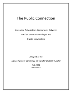 The Public Connection Statewide Articulation Agreements Between Iowa’s Community Colleges and