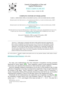Journal of Inequalities in Pure and Applied Mathematics  COMPLETE SYSTEMS OF INEQUALITIES