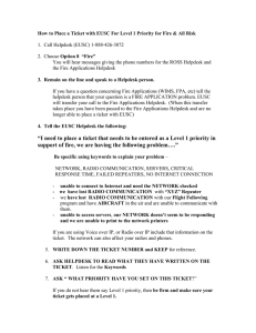 How to Place a Ticket with EUSC For Level 1...  1.  Call Helpdesk (EUSC) 1-888-426-3872 Option 8  “Fire”