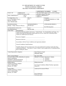 U.S. DEPARTMENT OF AGRICULTURE TONTO NATIONAL FOREST BLANKET PURCHASE AGREEMENT