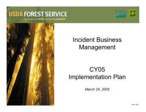 Incident Business Management CY05 Implementation Plan