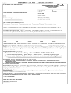 EMERGENCY FACILITIES &amp; LAND USE AGREEMENT  Page ___ of ___ Feb 2011