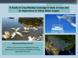 A Study on Crop Residue Coverage in State of Iowa... its Importance in Urban Water Supply  1