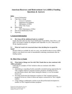 American Recovery and Reinvestment Act (ARRA) Funding Questions &amp; Answers