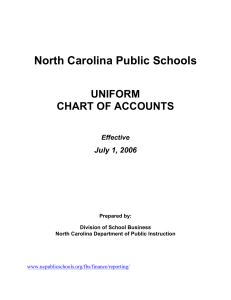 North Carolina Public Schools UNIFORM CHART OF ACCOUNTS July 1, 2006