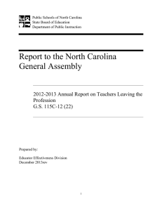 Report to the North Carolina General Assembly