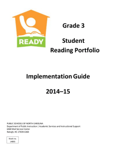   Grade 3           Student  Reading Portfolio 