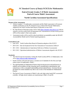NC Standard Course of Study End-of-Grade Grades 3–8 Math Assessments