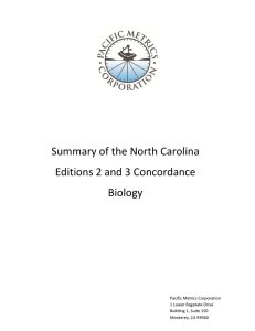 Summary of the North Carolina   Editions 2 and 3 Concordance  Biology   