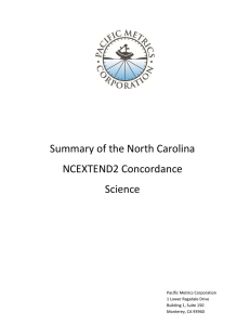 Summary of the North Carolina   NCEXTEND2 Concordance  Science 