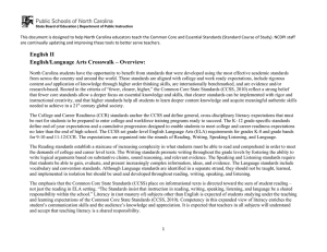   This document is designed to help North Carolina educators teach the Common Core and Essential Standards (Standard Course of Study). NCDPI staff 