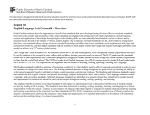   This document is designed to help North Carolina educators teach the Common Core and Essential Standards (Standard Course of Study). NCDPI staff 