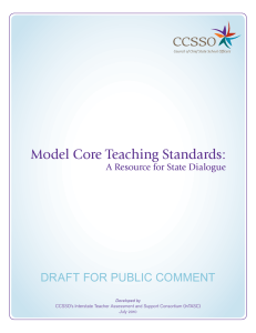 Model Core Teaching Standards: Draft for Public comment