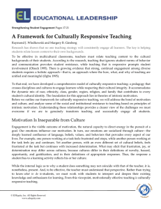 A Framework for Culturally Responsive Teaching