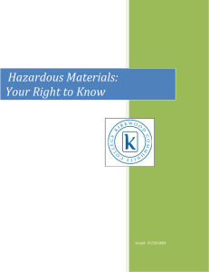Hazardous Materials: Your Right to Know Issued:  07/29/2009