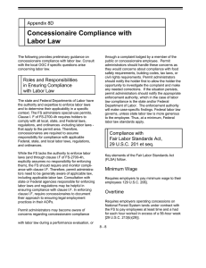 Concessionaire Compliance with Labor Law Appendix 8D